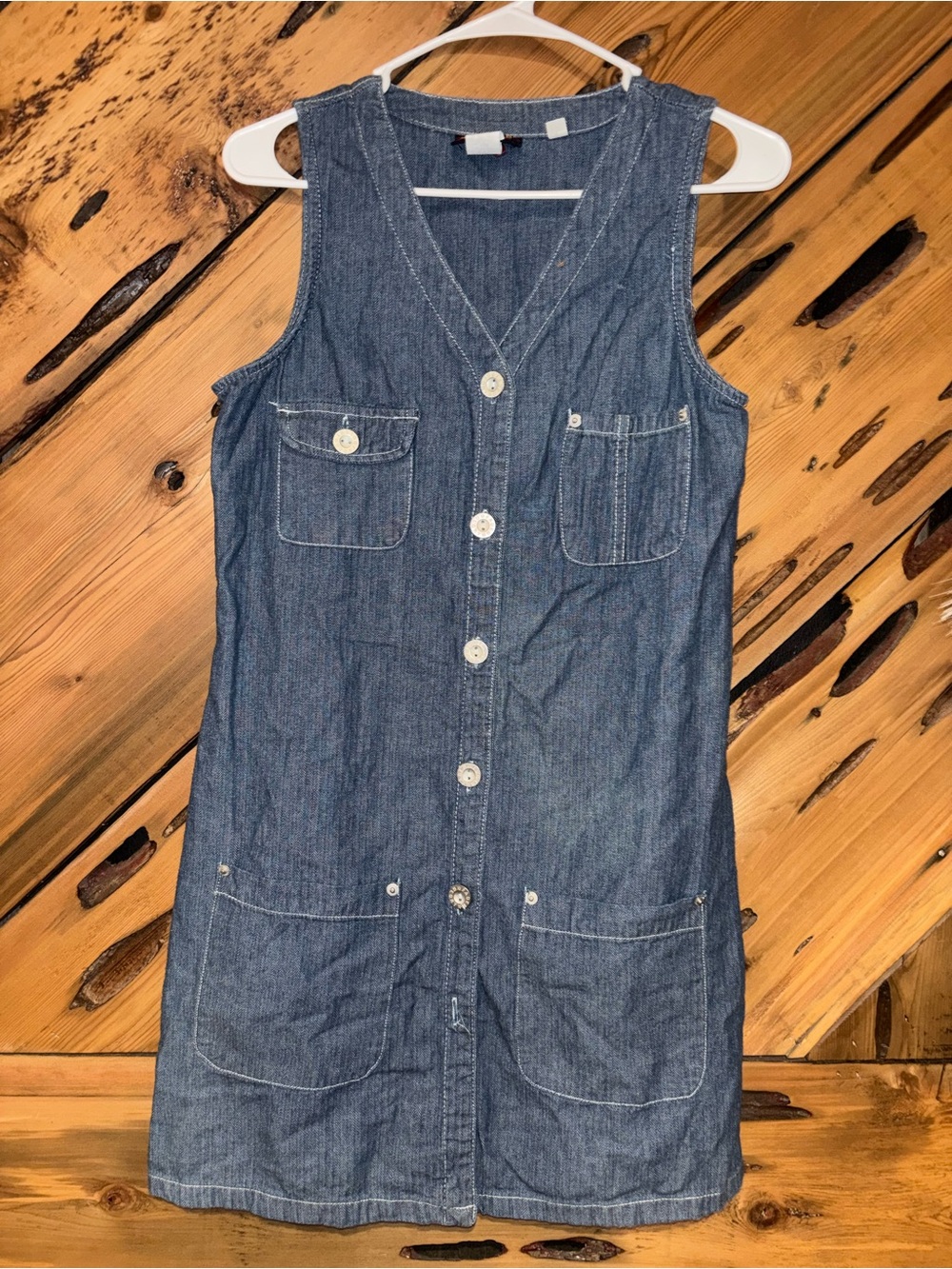 Vintage Faded Glory Denim Button-Front Dress - Blue